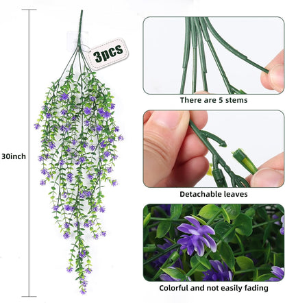 RECUTMS Vine Plant Fake Ferns Plants Large Faux Artificial Hanging Plants Wall Plants Artificial