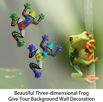 John's Studio 2Pcs Metal Frog Wall Decor Outdoor Garden Hanging Art Sculptures Home Ocean Theme