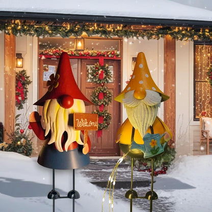 HONGLAND Solar Garden Gnomes Outdoor Statue -18 Inch Gnomes Decorations for Yard with Firework