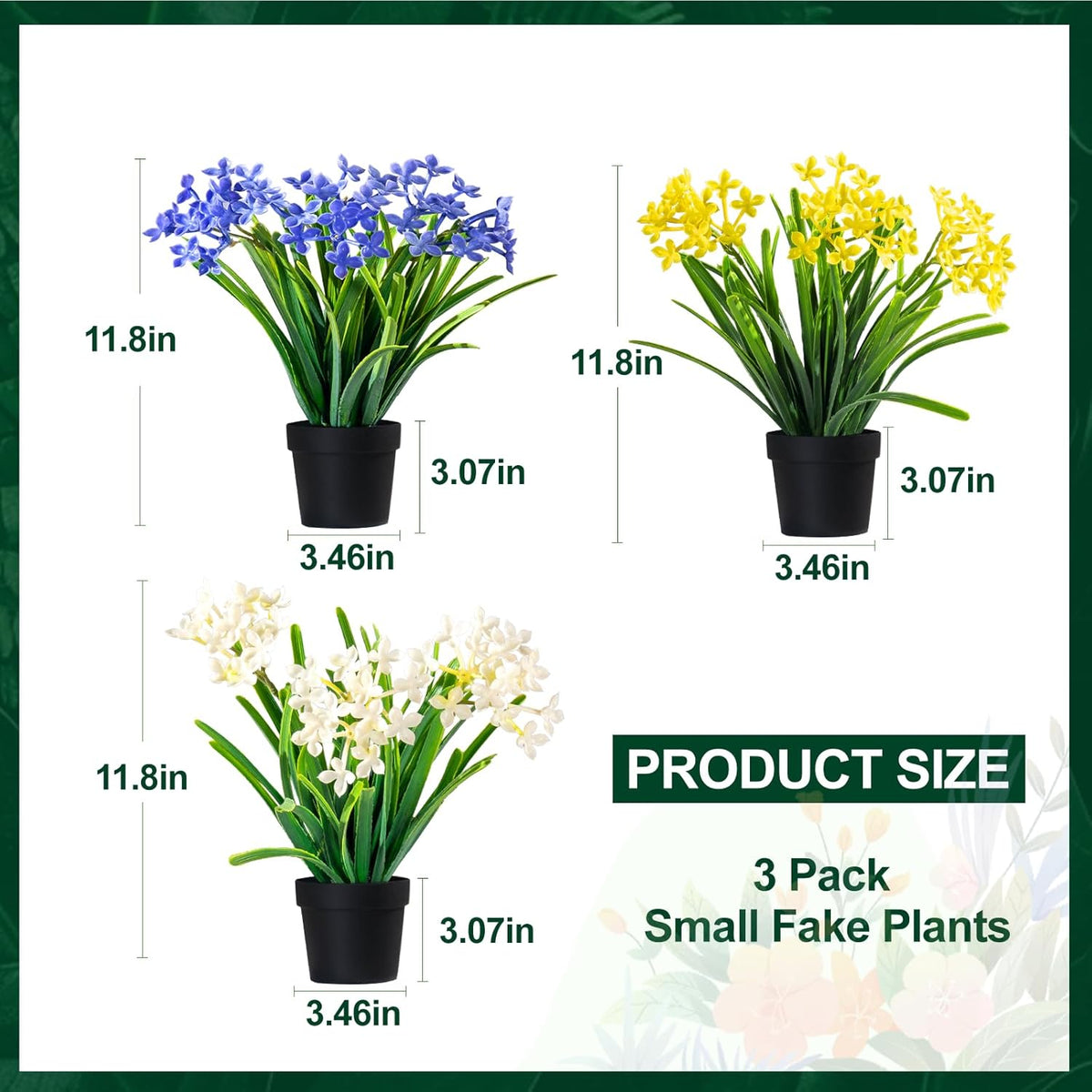 3 Pack Fake Small Plant Artificial Potted Flowers for Home Decor Fake Flower Plant Greenery Mini
