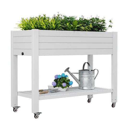 WTFGO Elevate 33.7" Tall Raised Garden Bed with Wheels, Divisible Resin Planter Box with Drainage
