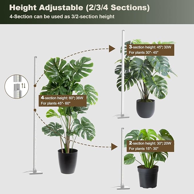 GLOWRIUM Grow Lights for Indoor Plants, 36W Vertical Plant Grow Lights with Auto-Timer, Full