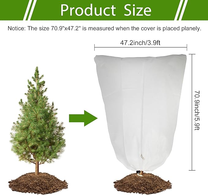 4 Pack Plant Covers Freeze Protection for Winter, 70.9''×47.2'' Frost Cloths for Outdoor Plants