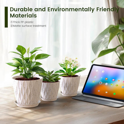 7/6.5/6/5.5/5/4.5/4 inch Plant Pots for Indoor Outdoor Plants, 7 Pack Thick Flower Pots with