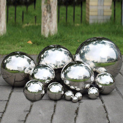 Pack of 2, Stainless Steel Hollow Gazing Ball Mirror Polished Shiny Sphere for Home Garden Ornament