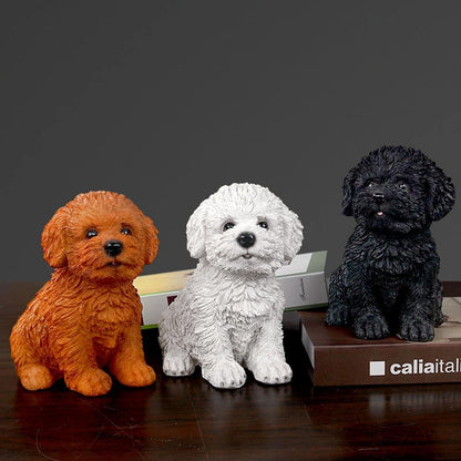 Dog Statue for Outdoor Maltese Dog Ornament Resin Bichon Frise Statue for Home Decor