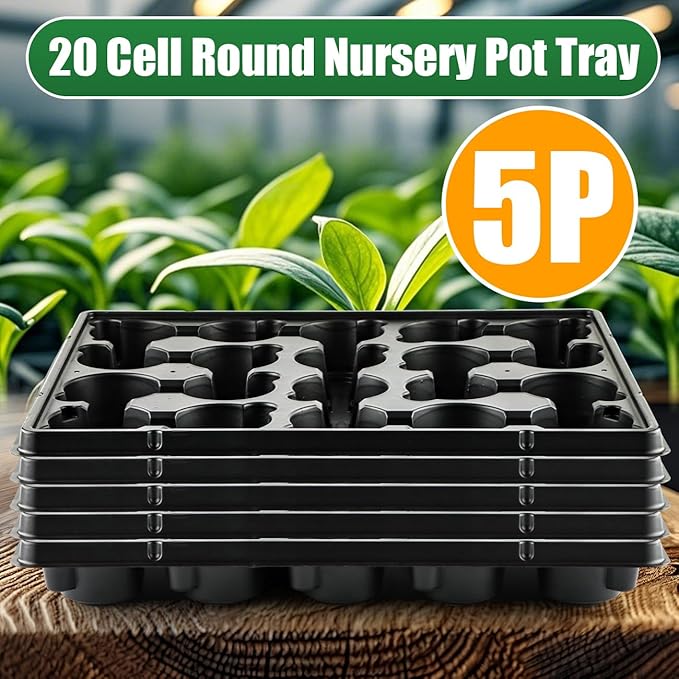 20 Cell Plant Trays for Carrying 3 inch Round Nursery Pots, Sturdy Plastic Trays Suitable for