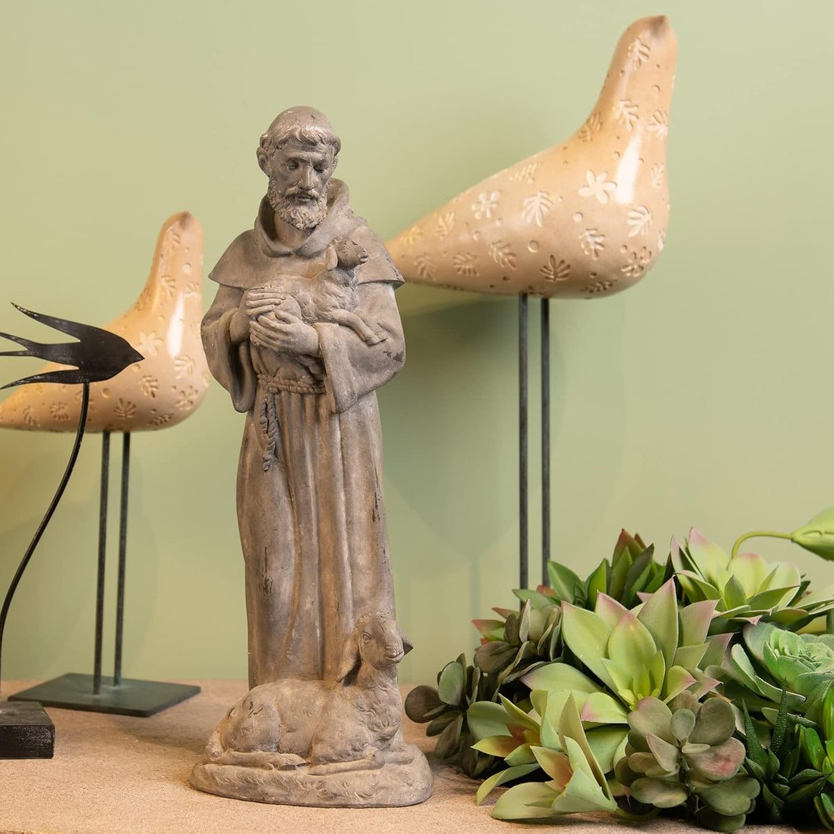 Newman House Studio Vintage St Francis Garden Statue - 15.2 Inch Resin Patron of Animal Figurine