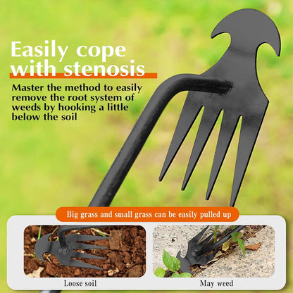 Weed Puller Tool Garden Weed Pulling Tool,Portable Garden Weeding Tool,4 Teeth Manganese Steel