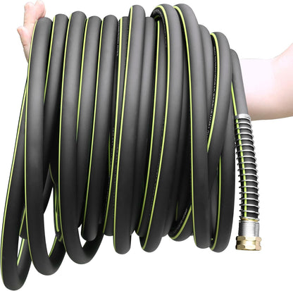 Rubber Garden Water Hose 100ft, 5/8" Leak Proof Garden Hose with Brass Connector, Flexible Hose