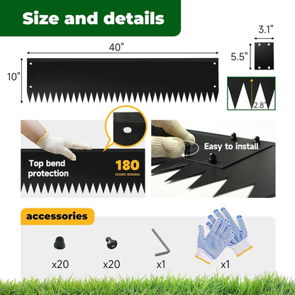 Black Steel Garden Edging with Top Bending Protection Metal Lanscape Edging Steel Garden Lawn