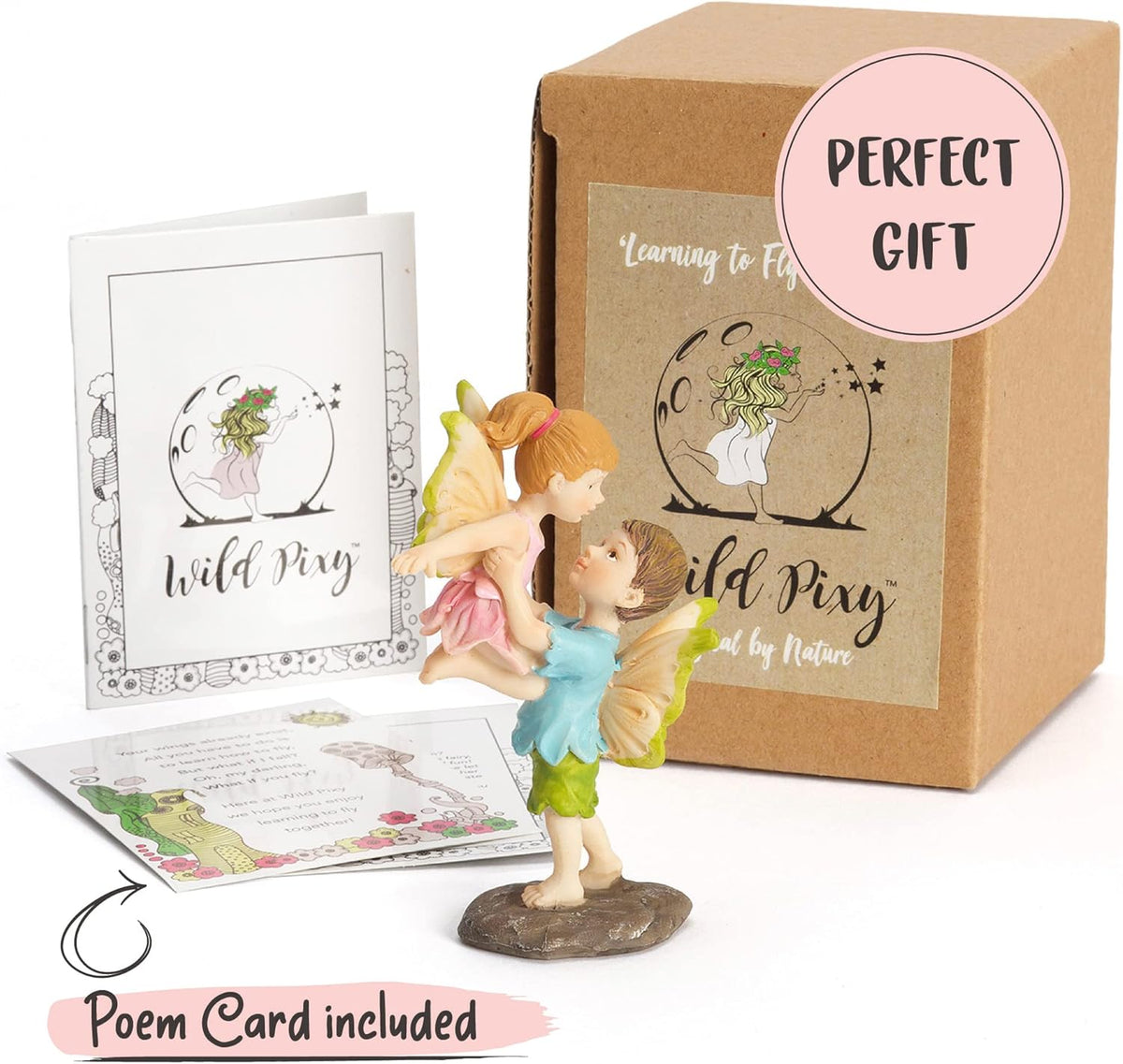 WILD PIXY Miniature Fairy Figurine - Fairy Garden Fairies with an Inspiration Theme, Includes A