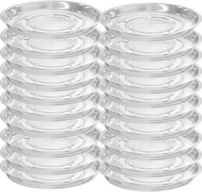 20 Packs 16 Inches Large Clear Plant Saucers for Indoor Outdoor Use Heavy Duty Plastic Plant Trays
