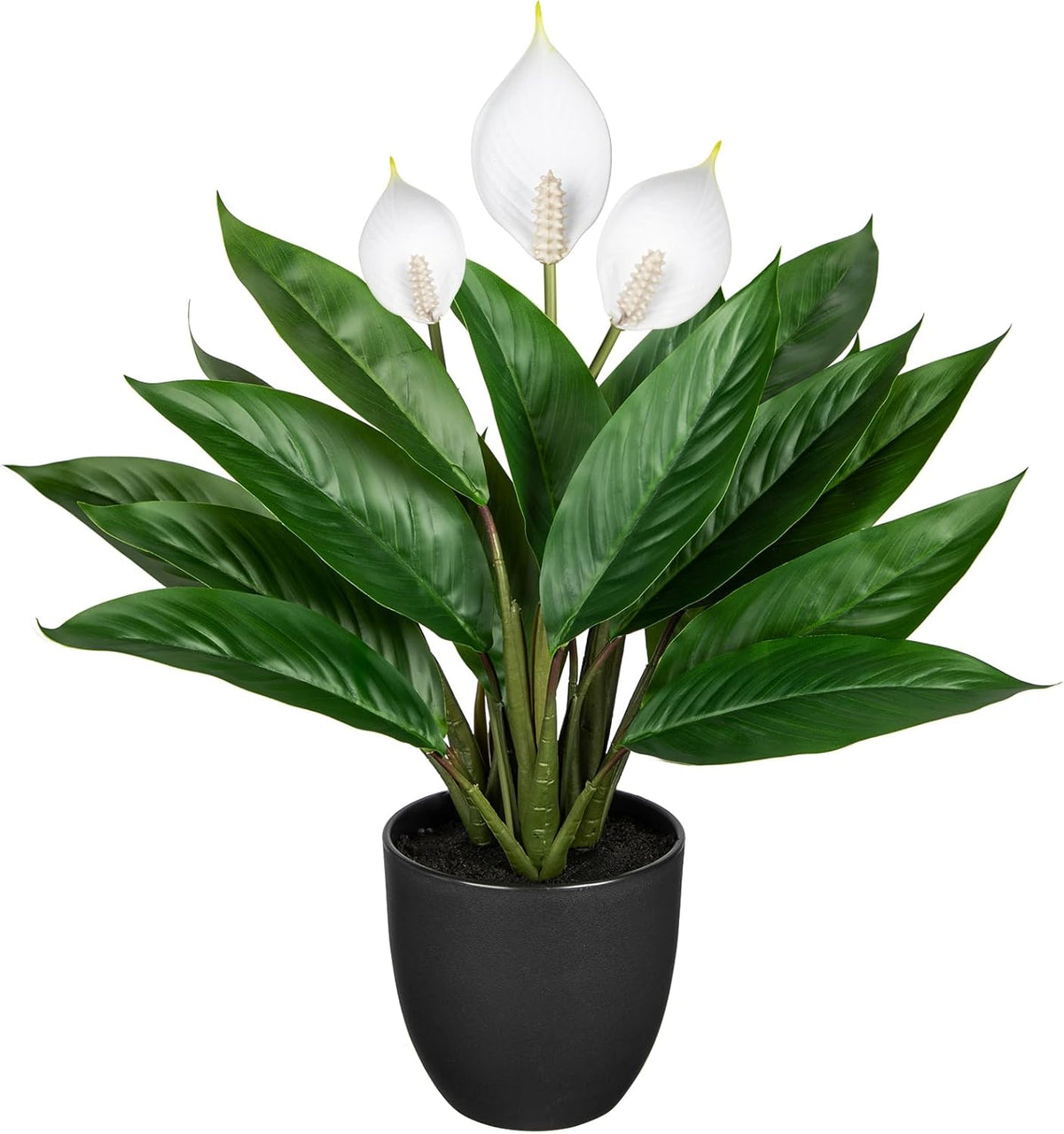 Fake Plants 20'' Faux Plants Artificial Potted Plants Indoor Realistic White Anthurium Artificial