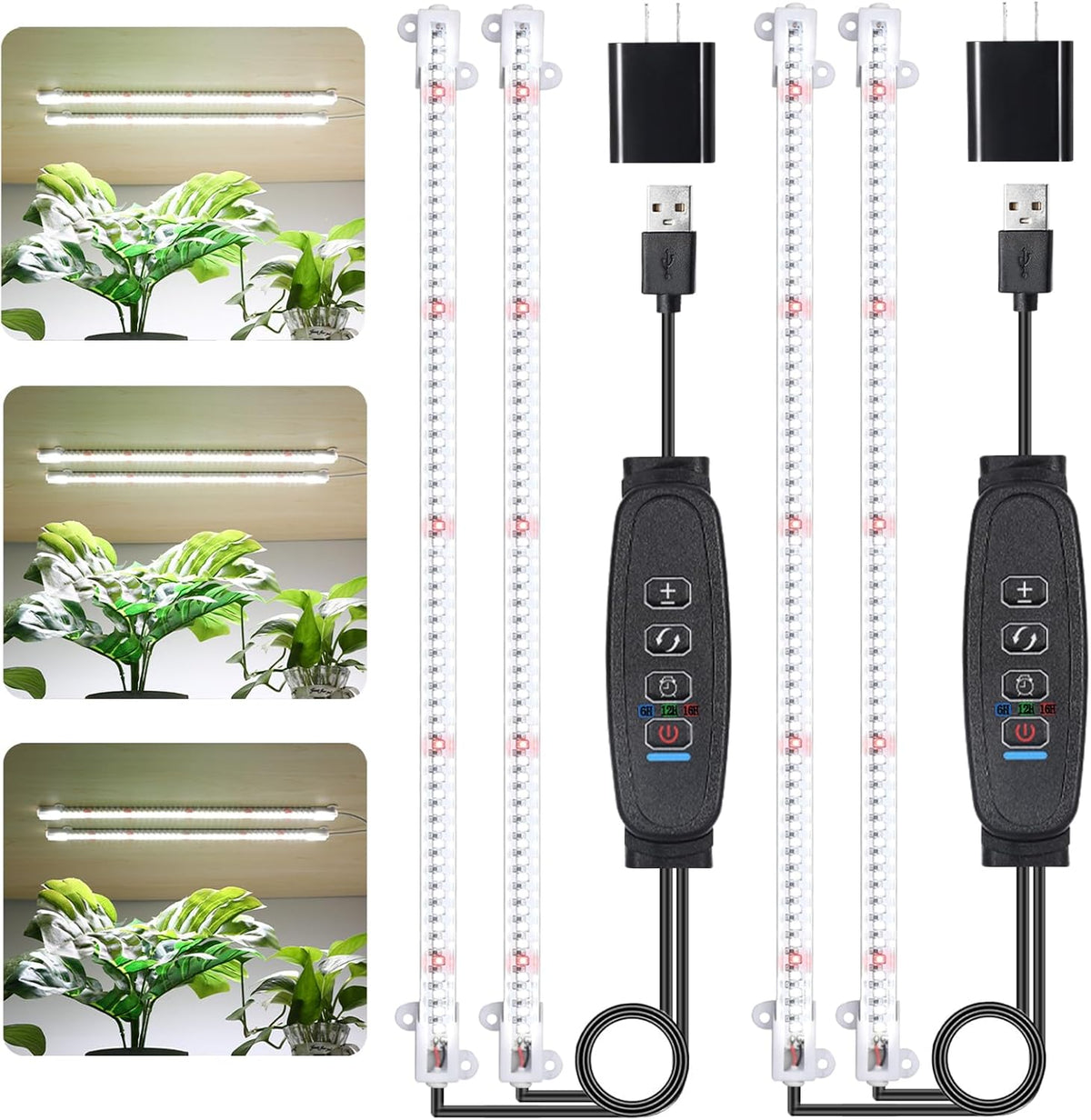 LED Grow Light Strips for Indoor Plants, 16‘’ Full Spectrum 240 LEDs with 4 Install Methods