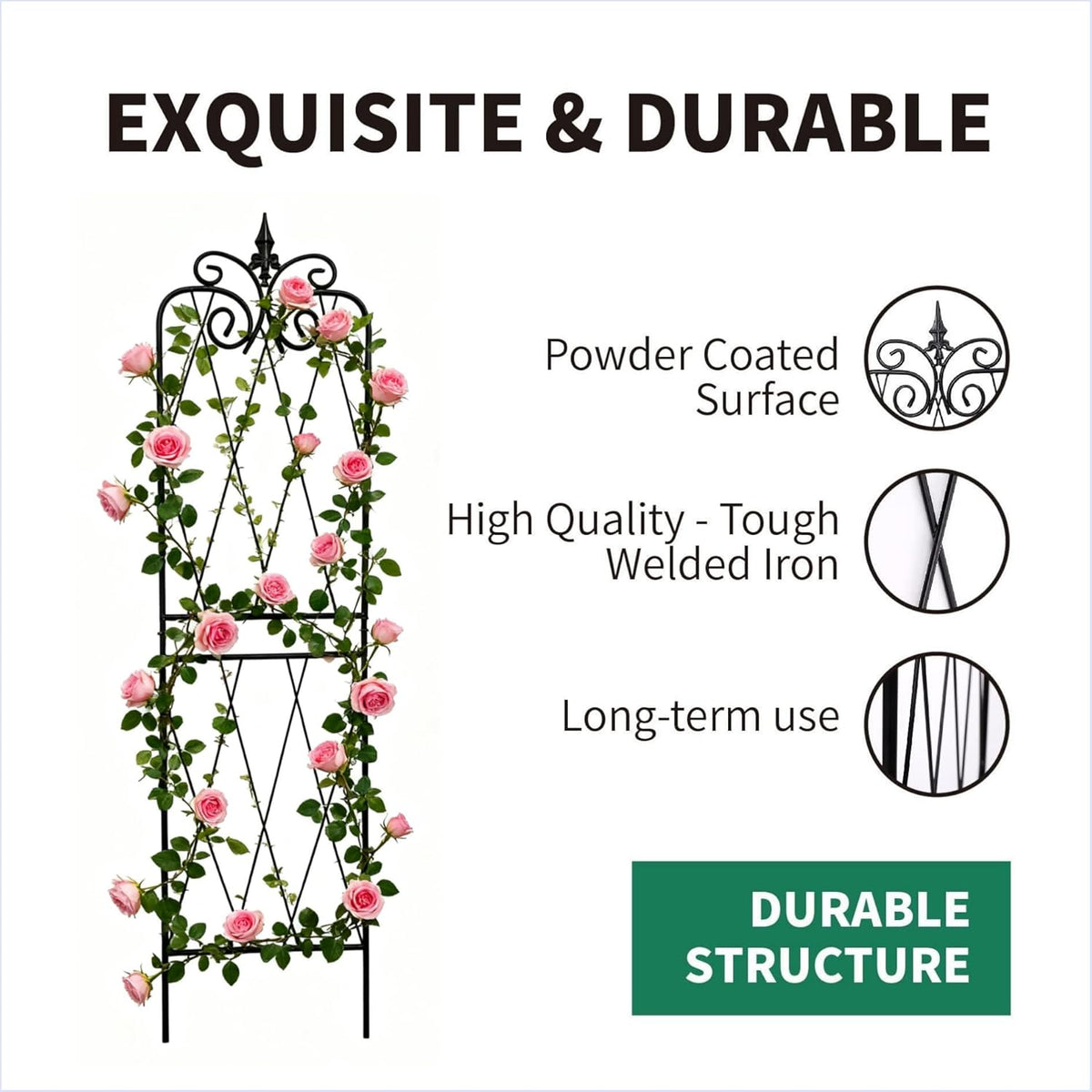 Garden Trellis for Climbing Plants 59inch x15inch Rustproof Metal Vine Trellises for Outdoor