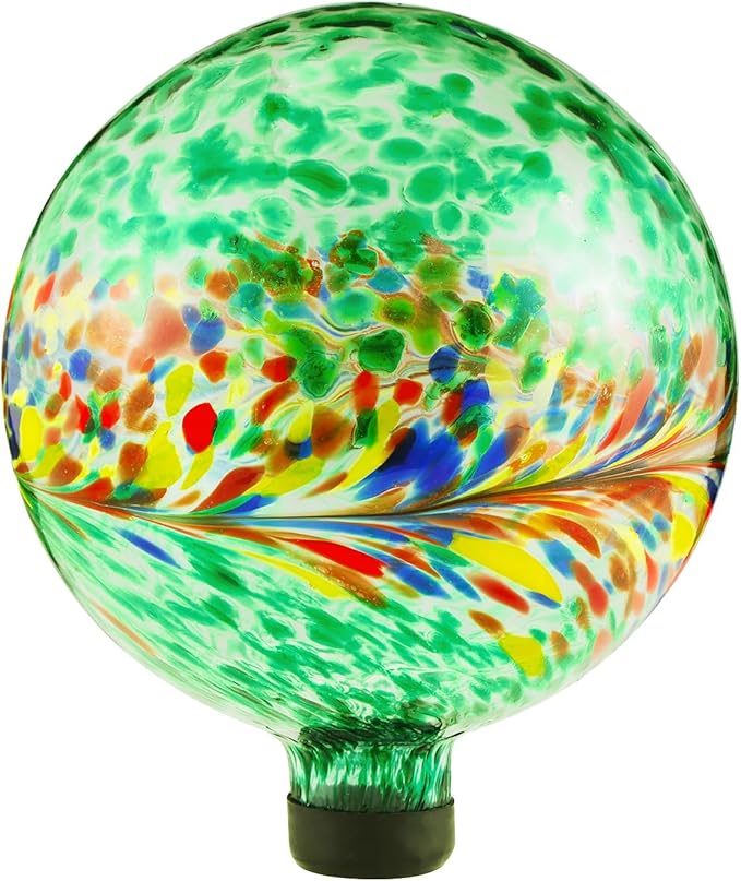 VOREEN 10-Inch Glass Gazing Ball, Outdoor Gazing Globe, Handmade Reflective Ball Yard Decoration