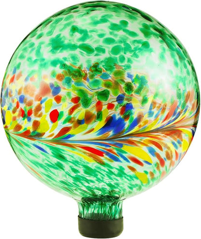 VOREEN 10-Inch Glass Gazing Ball, Outdoor Gazing Globe, Handmade Reflective Ball Yard Decoration