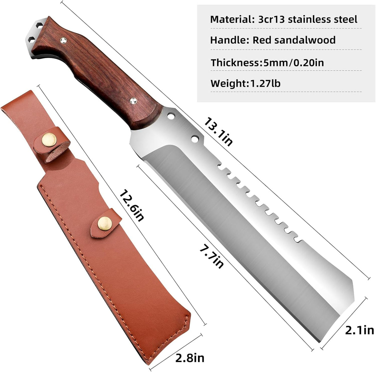 Outdoor Short Machete with Sheath for Cutting Trees, for Yard Work and for urvival Machete Ideal