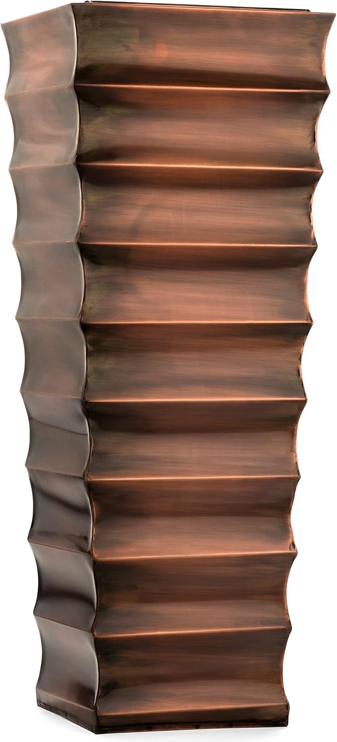 H Potter Copper Ribbed Planter Large for Outdoor Indoor Plants Small Spaces Entryway Patio Porch