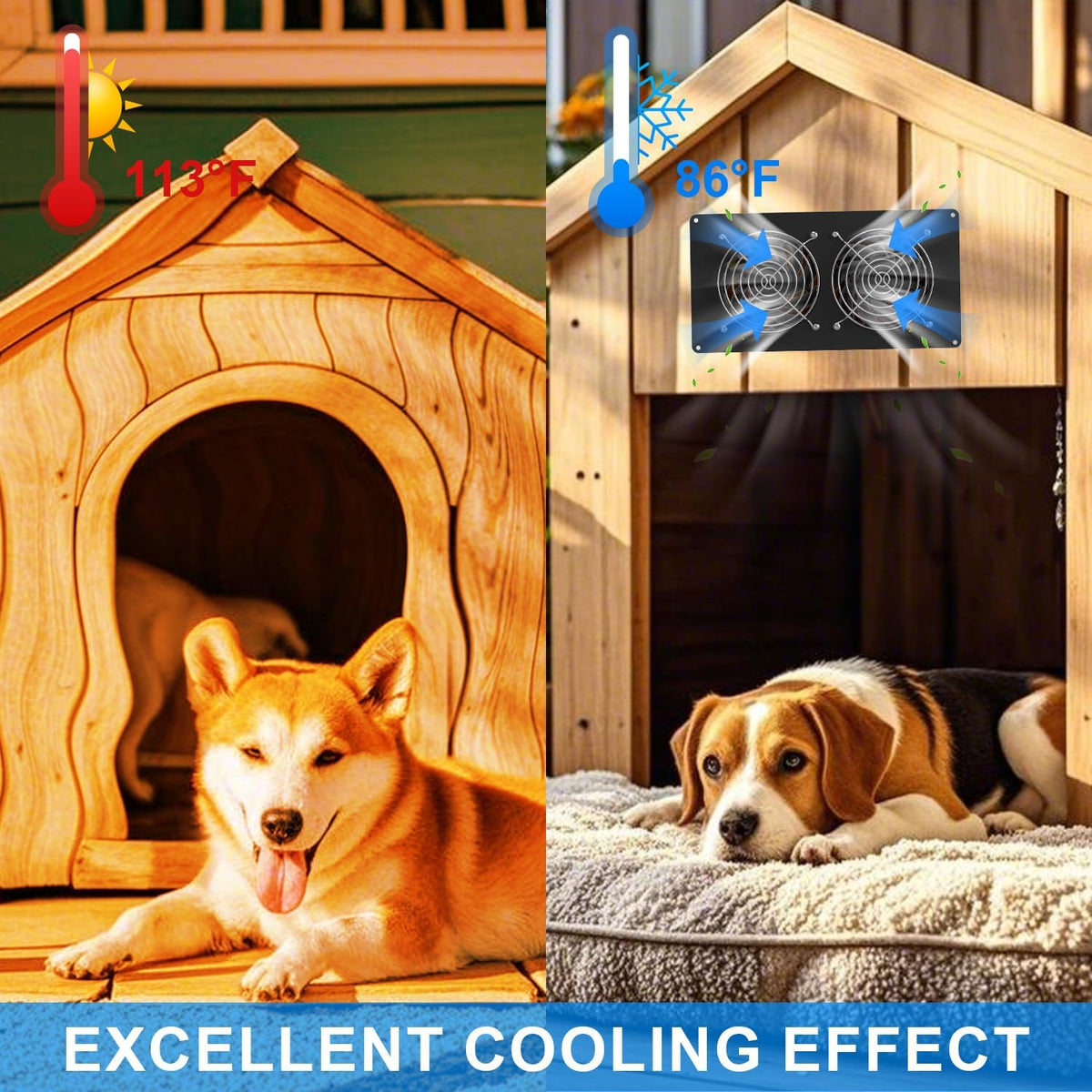25W Solar Powered Exhaust Fan, Ultra Durable Dual Mental Shell Ventilation for Chicken Coops, Pet