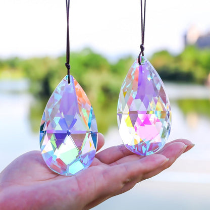 5Pcs 3-inch Crystal Sun Catcher Prisms for Windows Garden Patio,AB Colored Hanging Suncatchers with