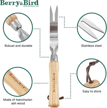 Berry&Bird Hand Weeder Tool, Stainless Steel Gardening Weed Puller, 12.1" Manual Weeding Removal