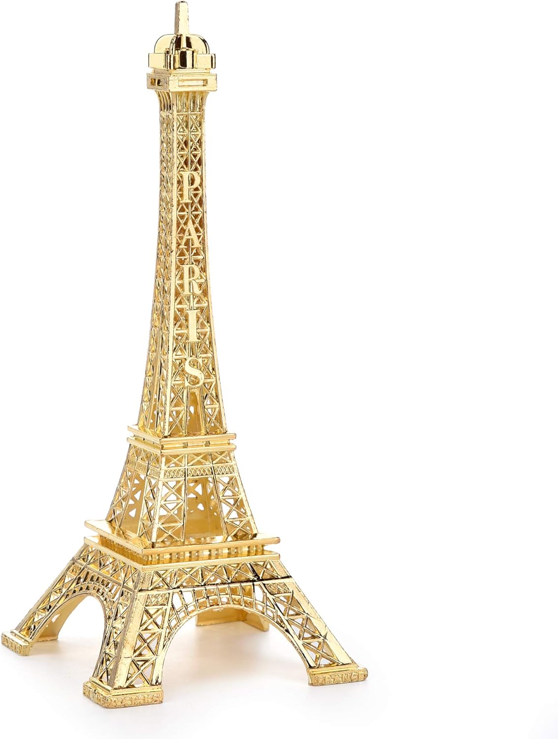 ESHATO Gold Metal Eiffel Tower Statue, 10inch Decorative Figurine Replica Stand Holder for Cake