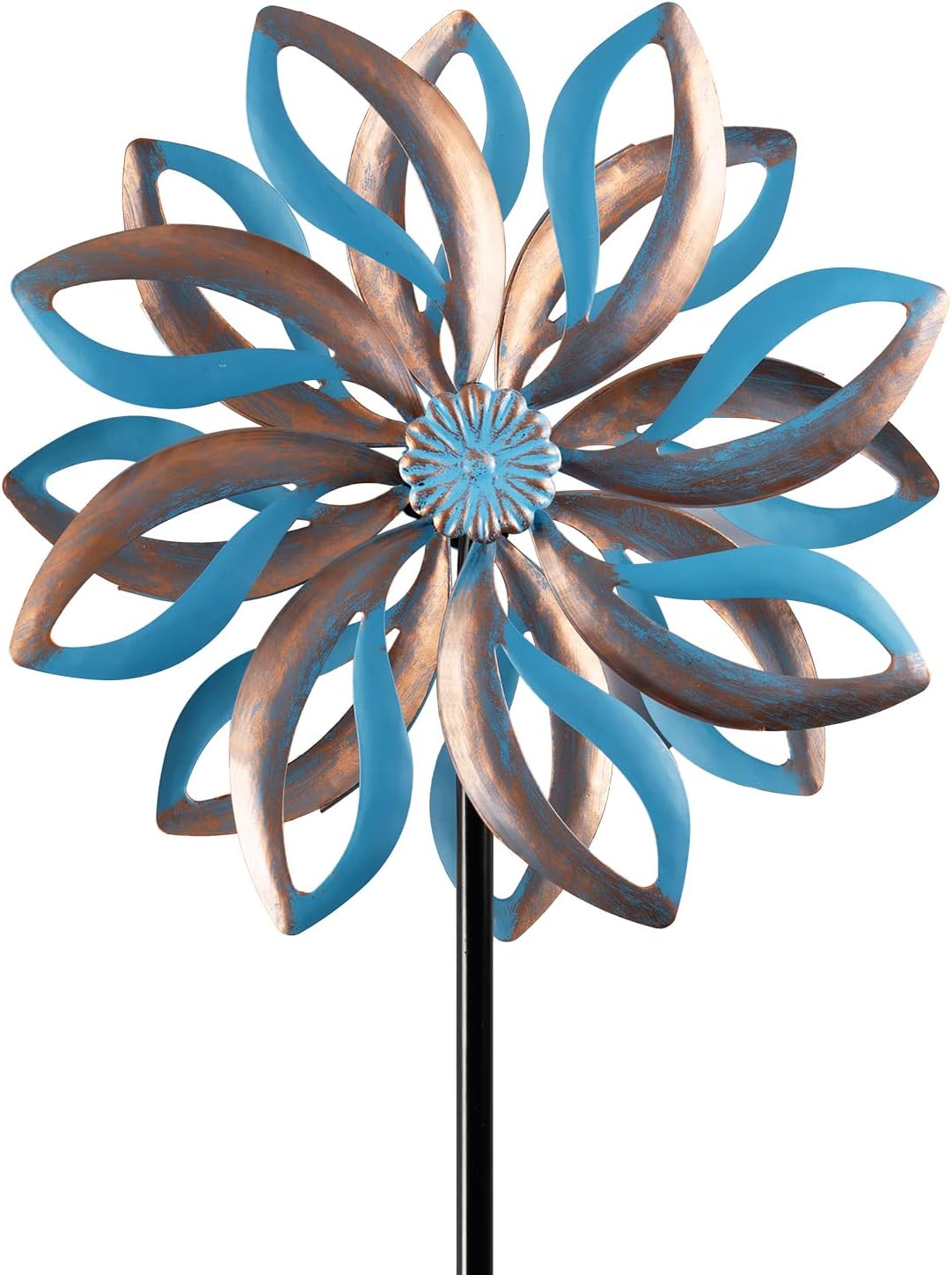 Metal Wind Spinners Outdoor,Vintage Kinetic Wind Spinner Garden Pinwheels with Metal Stake for