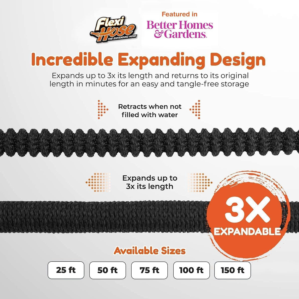 Flexi Hose PLUS with 8 Function Nozzle Expandable Garden Hose, Lightweight & No-Kink Flexible
