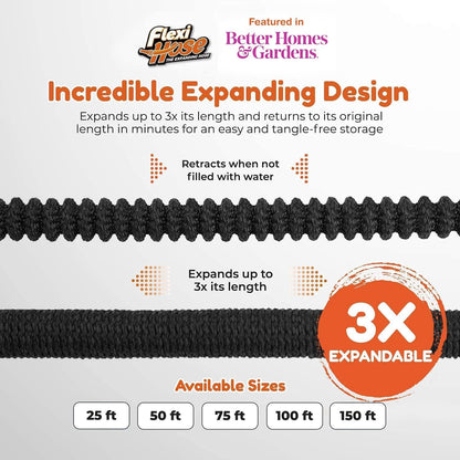Flexi Hose PLUS with 8 Function Nozzle Expandable Garden Hose, Lightweight & No-Kink Flexible