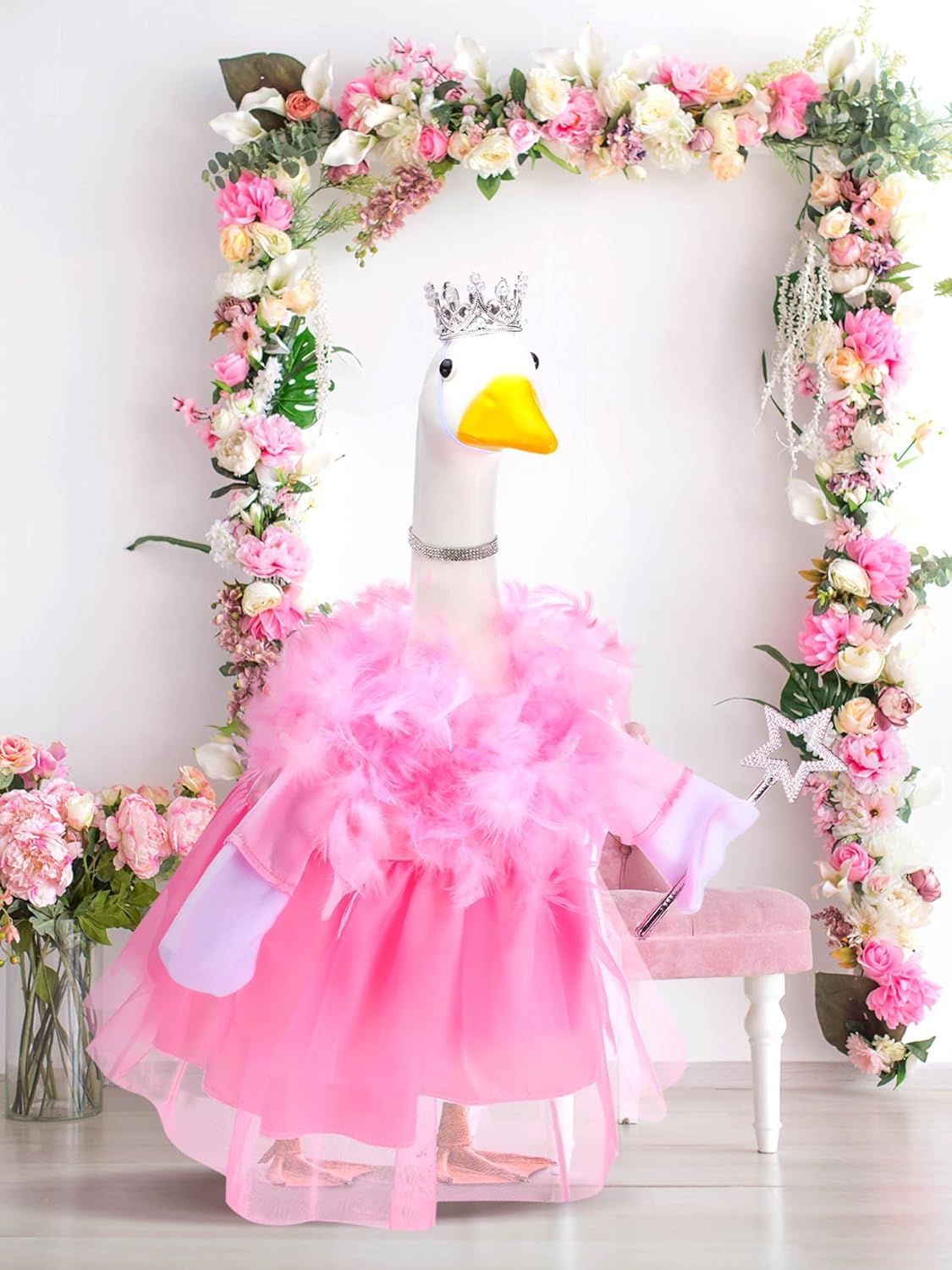 Outus Princess Goose Outfits Princess Skirt for Porch Goose 23 Inch Holiday Lawn Funny Geese Cloth