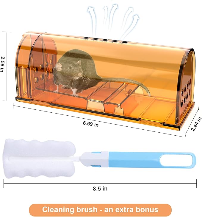4 Pack Humane Mouse Traps No Kill, Live Mouse Traps Indoor, Reusable Small Mice Trap Catcher for