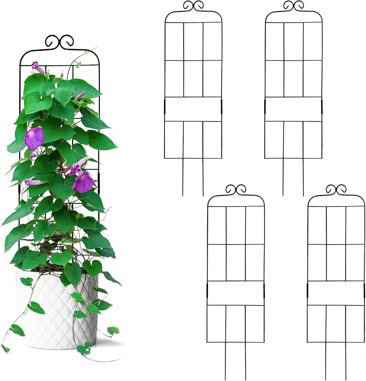 4 Pack 31'' Plant Trellis for Climbing Plants Indoor & Outdoor, Metal Trellis for Potted Plants
