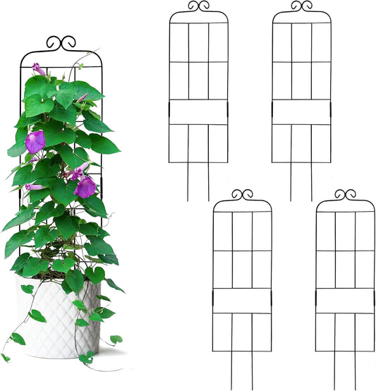 4 Pack 31'' Plant Trellis for Climbing Plants Indoor & Outdoor, Metal Trellis for Potted Plants