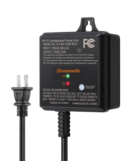 DEWENWILS 60W WiFi Low Voltage Transformer, 120V AC to 12V DC, Smart Outdoor Low Voltage Landscape