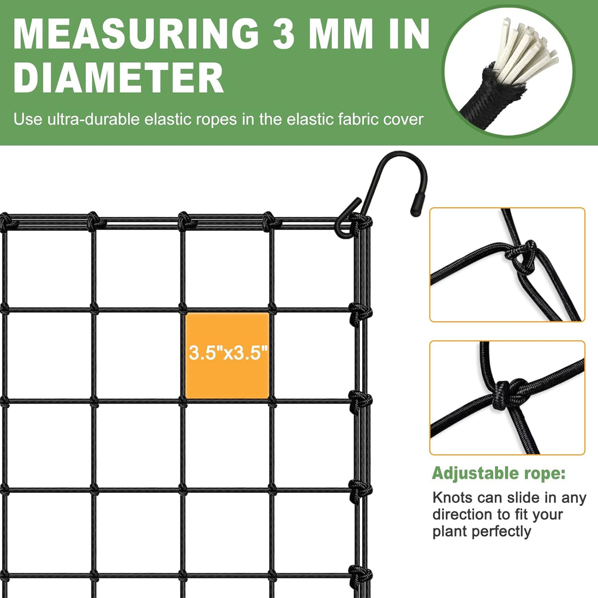 2x4 Trellis Net for Grow Tent, Stretchy Scrog Net Heavy Duty Trellis Netting with Hooks for