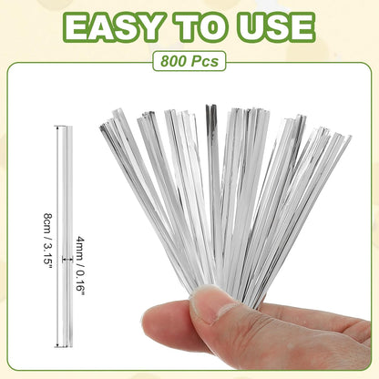 PATIKIL Bag Twist Ties 3 Inch, 800 Pcs Metallic Bread Ties for Treat Plastic Bags Gift Wrapping