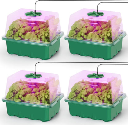 MIXC Seed Starter Kit with Grow Light, Elevated Seedling Tray Kit with Adjustable Humidity Dome and