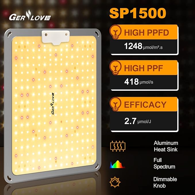 LED Grow Light, SP1500 Sunlike Full Spectrum Dimmable Plant Lights with Thermometer, Growing Lamps