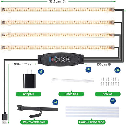 LED Plant Growing lamp Strips, Full Spectrum 3500K Grow Light for Indoor Plants with 3/9/12H Timer