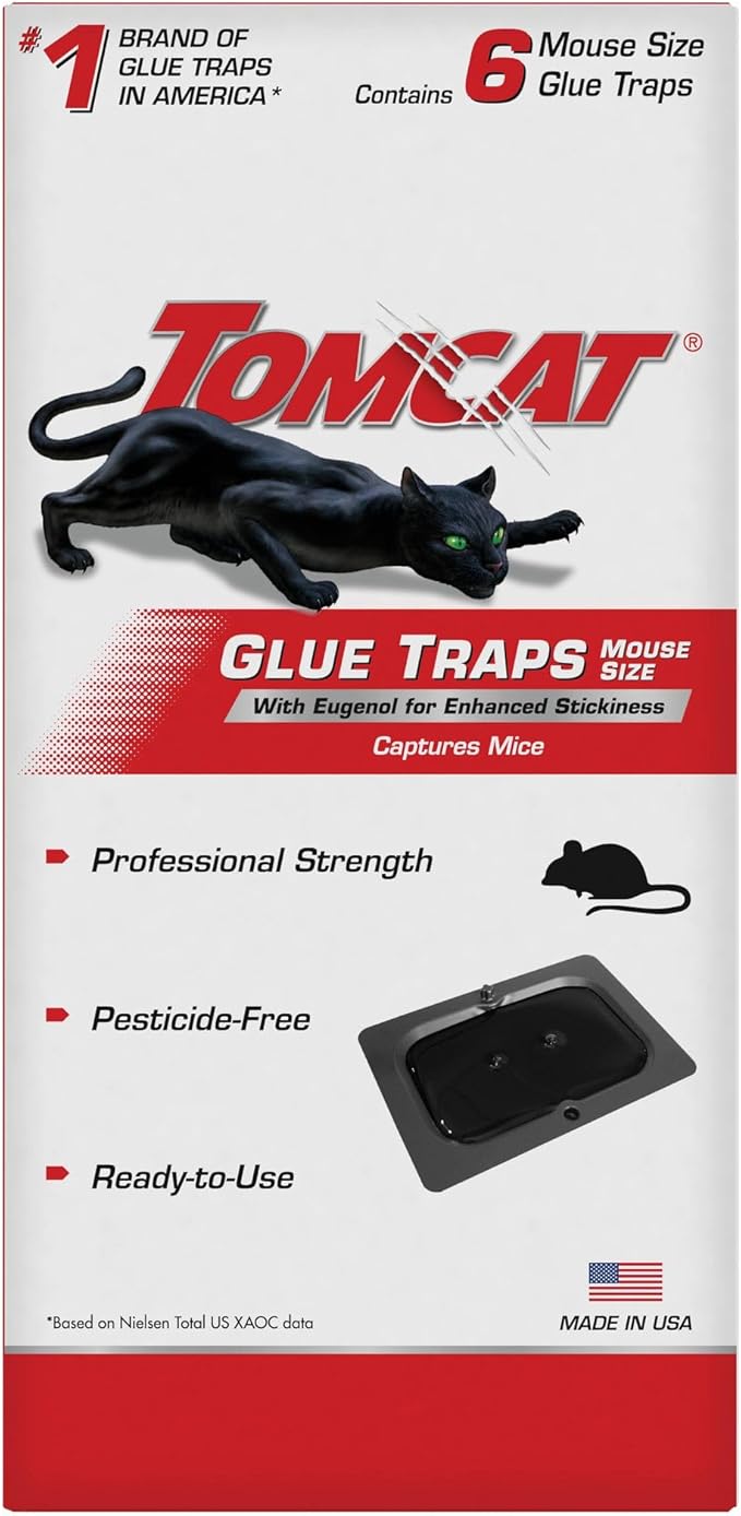 Tomcat Glue Traps Mouse Size with Eugenol for Enhanced Stickiness for Mice, Cockroaches, and