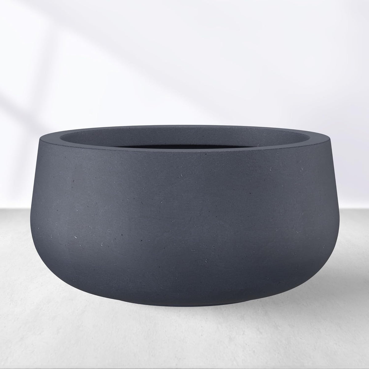 Kante 15.7" Dia Round Concrete Planter, Cement Plant Pots with Drainage Hole and Rubber Plug for