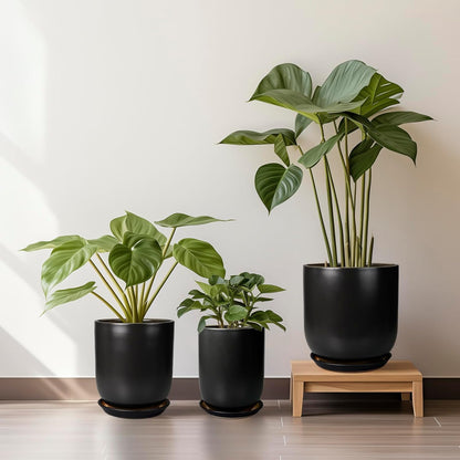 Ceramic Planter 8 Inch - Plant Pot for Indoor Outdoor Plants Cylinder Flower Pot with Drainage Hole