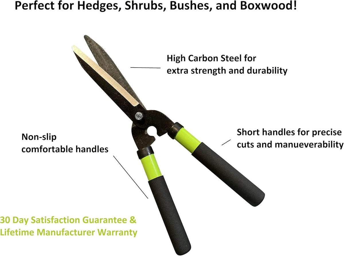 GARDEN GURU Hedge Shears Clippers for Trimming & Shaping Borders, Boxwood, Decorative Shrubs