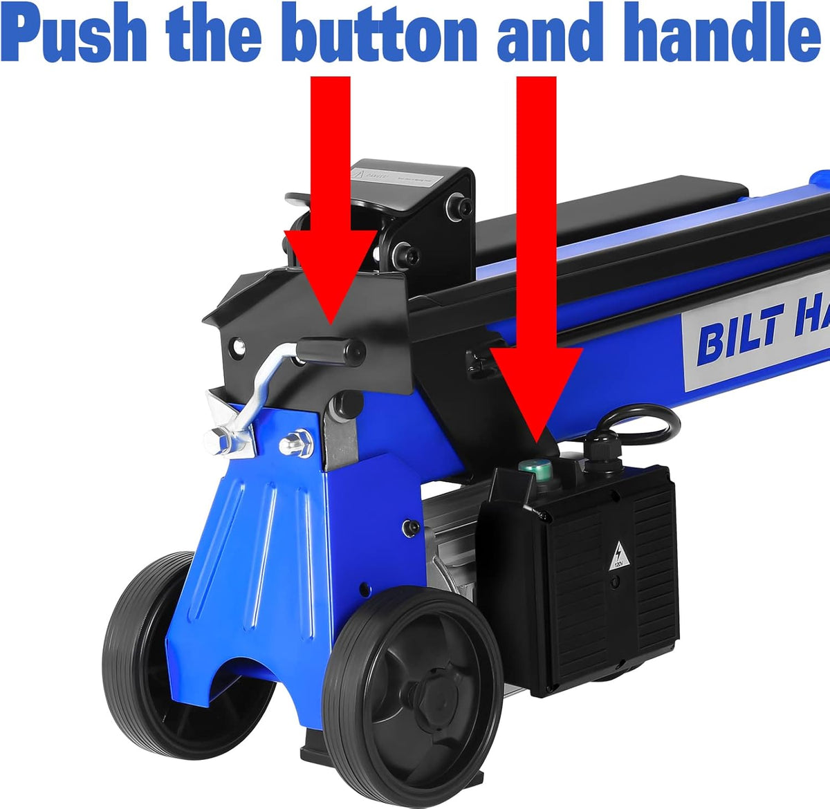 BILT HARD Log Splitter 6.5 Ton, Wood Splitter Electric Powered 15Amp, with Hydraulic Ram, Electric
