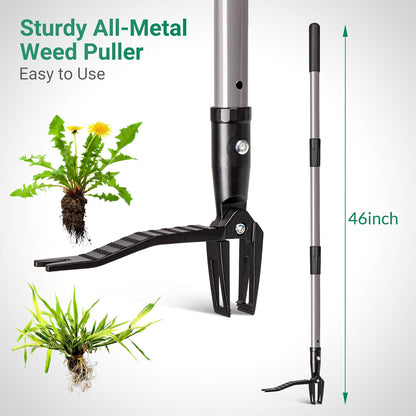 Suchtale Metal Weeder，Stand Up Weed Puller Tool with Long Handle – Heavy-Duty All-Metal Weeder with