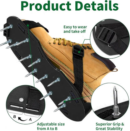 The Lawn Aerator Shoes for Grass, Epoxy Spiked Shoes with 1.65'' Sharp Short Spikes, Garden Grass