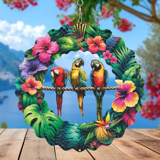 Metal Three Birds Wind Spinner Gift for Boy Girl Kids Colorful 3D Hanging Wind Spinner for Outdoor