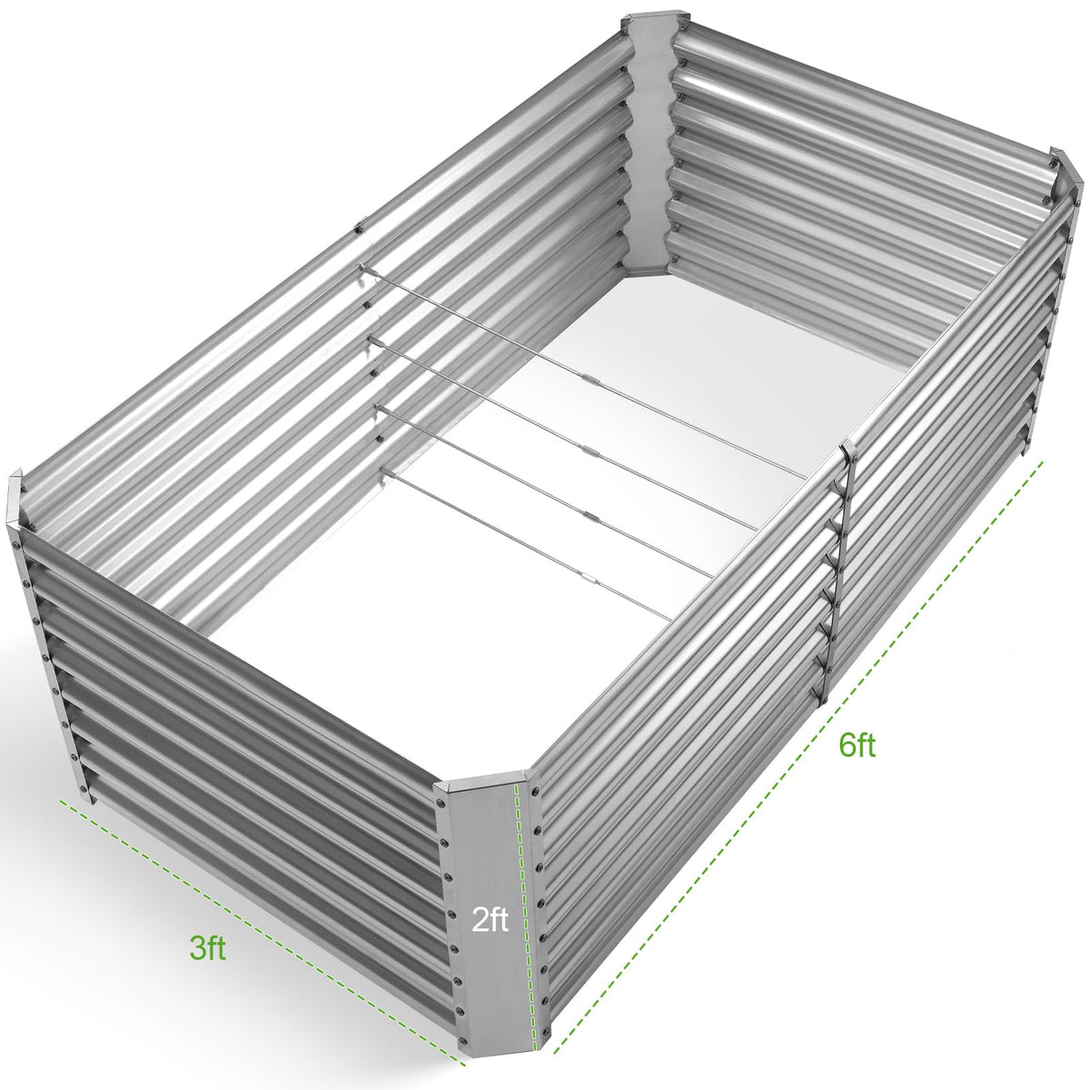Land Guard 2 Pack 6×3×2 ft Galvanized Metal Raised Garden Bed, 2FT Deep Root Elevated Planter Box
